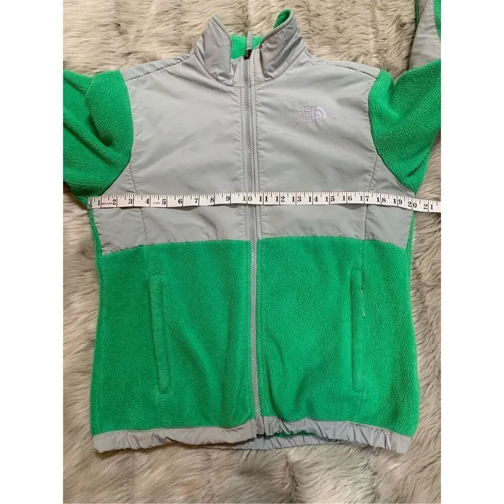 The North Face Girls Denali jacket green and gray zip up fleece Large